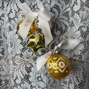 Vintage Gold and Silver Star Ornament Collection with Dior Ribbon & Charm